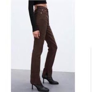 Zara Brown Jeans split hem